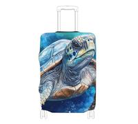 Elastic extra large luggage cover Scratchproof suitcase elastic cover luggage protection Fit 18-32 Inch Luggage, Fierce Turtle reptile Blue, XL 29-32 in