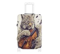 Elastic fabric luggage cover Anti Scratch suitcase covers travel accessories Fit 18-32 Inch Luggage, rural music lynx play, L 26-28 in
