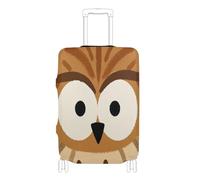 Elastic fabric luggage cover Dustproof cover for suitcase luggage protection Fit 18-32 Inch Luggage, cute cartoon owl big eyes brown, L 26-28 in