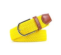 Elastic Fabric Woven Casual Men/Women Belt Pin Buckle Expandable Braided Stretch Canvas Belts, Yellow, 107x3.3cm
