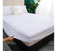 Elastic Fitted Mattress Protector, Bedding Quilted Fitted Mattress Cover, All-Inclusive Breathable Fitted Bedding Sheets, with Deep Pocket Single Queen King Size Bed(White,180x220cm)