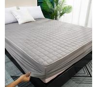 Elastic Fitted Mattress Protector, Bedding Quilted Fitted Mattress Cover, All-Inclusive Breathable Fitted Bedding Sheets, with Deep Pocket Single Queen King Size Bed(Grey,90x200cm)