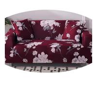 Elastic Floral Sofa Cover Universal Anti-Slip Couch Protector for 1-4 Seater Retro Style Slipcover for Living Room (Red 45x45cm Headrest)