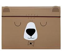 Elastic Folder A4 - Sturdy Cardboard - Soft-Touch Feel - Printed Inside and Outside - Funny Shape for Kids - Bear