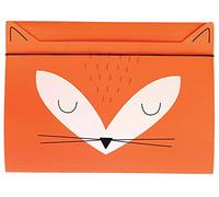 Elastic Folder A4 - Sturdy Cardboard - Soft-Touch Feel - Printed Inside and Outside - Funny Shape for Kids - Fox