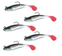 Elastic Gear Bionic Swimming Bait, 5 Pcs 8cm Soft Bait Head Sea Fishing Lures Single Hook Artificial Bait, Action Swimbait with Spinner, All-Conditions Fishing Gear for Sea Fish