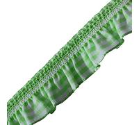 Elastic Gingham Frill Stretch Ribbon 19mm Elasticated Ruffled Gingham Elastic Trimming Ruffle Stretchy Pleated Trim for Sewing Dressmaking Scrapbooking Crafts Edge Trim (Green - 19mm - 10 Meters)