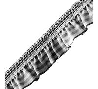 Elastic Gingham Frill Stretch Ribbon 19mm Elasticated Ruffled Gingham Elastic Trimming Ruffle Stretchy Pleated Trim for Sewing Dressmaking Scrapbooking Crafts Edge Trim (Black - 19mm - 1 Meter)