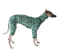 Elastic Greyhound Pajamas,Whippet Cozy Warm Four-Legged Jumpsuit for Autumn Winter Spring,Thin Dog Christmas Halloween Valentine Onesie Coat for Indoor Outdoor_L(Green Christmas)