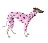 Elastic Greyhound Pajamas,Whippet Cozy Warm Four-Legged Jumpsuit for Autumn Winter Spring,Thin Dog Christmas Halloween Valentine Onesie Coat for Indoor Outdoor_XL(Purple Heart)