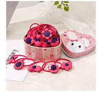 Elastic Hair Bands 20pcs/Lot Gift Box Packed Girls Cute Cartoon Elastic Hair Bands Headwear Scrunchies Rubber Bands Headbands Hair Accessories Headband(Pink Box Rose Red)
