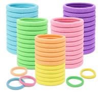 Elastic Hair Bands, 50 Pcs Seamless Thick Hair Ties, High Elasticity No Damage Hair Bobbles for Thick/Thin Curly Hair, Ponytail Holders for Women and Girls, Bright Colors