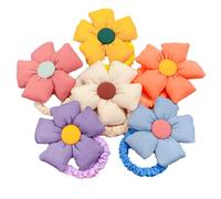 Elastic Hair Bands 6Pcs Cotton-Filled Big Flower Hair Ring Girl Fabric Hair Rope Large Intestine Ring Head Rope Rubber Band
