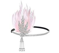 Elastic Hairband Rhinestones Feathered Hairband for 1920s Theme Party Cocktails Event Gathering Dressingup Headpiece Formal Occasion Headwear
