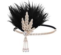 Elastic Hairband Rhinestones Feathered Hairband for 1920s Theme Party Cocktails Event Gathering Dressingup Headpiece Formal Occasion Headwear