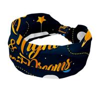 Elastic Headbands for Women, Cartoon Space Rocket Planet Stars Wide Hairband, Non-Slip Headband, Sweatband Yoga Head Band for Workout, Sport, Gym, Running, Fitness