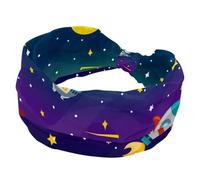 Elastic Headbands for Women, Earth Rocket Space Wide Hairband, Non-Slip Headband, Sweatband Yoga Head Band for Workout, Sport, Gym, Running, Fitness