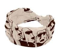 Elastic Headbands for Women, Easter Island Moai Statue Wide Hairband, Non-Slip Headband, Sweatband Yoga Head Band for Workout, Sport, Gym, Running, Fitness