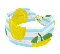 Elastic Headbands for Women, Lemons Fruits on Blue Striped Background Wide Hairband, Non-Slip Headband, Sweatband Yoga Head Band for Workout, Sport, Gym, Running, Fitness