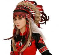 Elastic Indian Kokoshnik Headdress with Tribal Decorative Headband Feathered Headdress Delicate Ethnic Indian Headwear African Tribe Chiefs Stage Halloween Party Hairband Feathered Headdress Ethnic