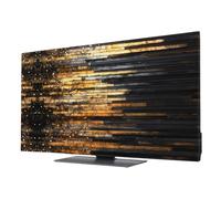 Elastic Indoor TV Cover 50" Dust Protector, Luxury Golden Black Stretch Fabric Flat Screen TV Covers, Geometric Art Deco Modern Universal Washable Anti-scratch Cover for Curved LCD LED OLED TVs
