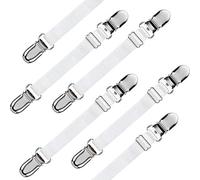 Elastic Ironing Cover Fasteners, Bed Corner Holder, Sheet Strap Sofa Clamp Tablecloth Clips, Boots Clips, Leg Straps, Boots Clips for Jeans (White, 6 Pieces)