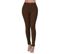 Elastic Jeans Women's Skinny Jeans High Waist Slim Fit Denim Trousers Figure-hugging Stretch Jeans Comfy Butt Lift with Pockets Casual Trousers Vintage Plain Everyday Trousers Y2K Style Jeans, coffee