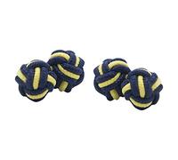 Elastic Knot Cufflinks in Yellow and Navy, Wasp Theme