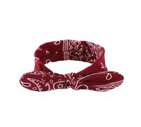 Elastic Knot Paisley Rabbit Ears Headband, Cute Steel Wire Hair Accessory for Women(Dark red)