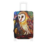 Elastic large covers for luggage Scratch-Resistant Fit cover for suitcase luggage protector Fit 18-32 Inch Luggage, stained glass owls, XL 29-32 in