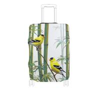 Elastic large covers for luggage Scratchproof carry on suitcase cover luggage protector Fit 18-32 Inch Luggage, yellow birds bamboos 3d, M 22-24 in