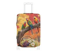Elastic large luggage cover Anti Scratch suitcases cover Baggage Protector Fit 18-32 Inch Luggage, Hello Fall Autumn tree fruit parrot, L 26-28 in