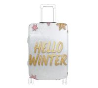 Elastic large luggage cover protector Anti Scratch covers for suitcases luggage protection Fit 18-32 Inch Luggage, hello winter gold pink white snowflake, L 26-28 in