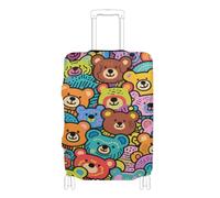 Elastic large luggage cover protector Anti Scratch suitcase cover travel accessory Fit 18-32 Inch Luggage, doodle art bear, M 22-24 in