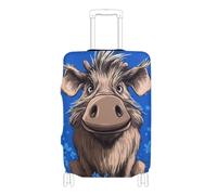 Elastic large luggage cover protector Anti Scratch suitcase cover travel essentials Fit 18-32 Inch Luggage, cartoon warthog Royal Blue, L 26-28 in