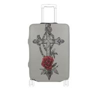 Elastic large luggage cover protector Dustproof elastic suitcase covers luggage protectors Fit 18-32 Inch Luggage, Redemption crossing roses retro, M 22-24 in