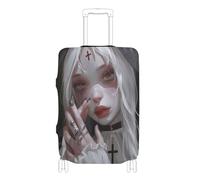Elastic large luggage cover protector Scratchproof carry on suitcase cover luggage protectors Fit 18-32 Inch Luggage, evil nun white, M 22-24 in