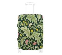 Elastic large luggage cover Scratch-Resistant Fit suitcase cover travel accessory Fit 18-32 Inch Luggage, Pink Carnation green leaves, L 26-28 in