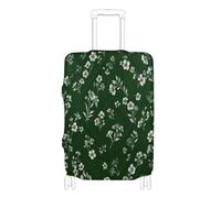 Elastic large luggage cover Scratch-Resistant Fit suitcase elastic cover luggage protector Fit 18-32 Inch Luggage, trendy dark green lovely floral, L 26-28 in