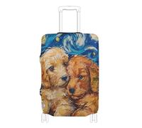 Elastic large luggage cover Washable covers for suitcases suitcase protector Fit 18-32 Inch Luggage, Van Gogh style cute dogs, M 22-24 in