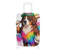 Elastic large luggage cover Washable covers for suitcases travel essentials Fit 18-32 Inch Luggage, Drop style Bourne Hill baseball player, S 18-20 in