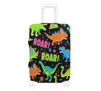 Elastic large luggage covers for suitcases Anti Scratch suitcase elastic cover travel essentials Fit 18-32 Inch Luggage, Roaring dino spot black green blue, S 18-20 in