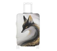 Elastic large luggage covers for suitcases Scratchproof carry on suitcase cover luggage protectors Fit 18-32 Inch Luggage, Black gold Chinese-style fox, M 22-24 in
