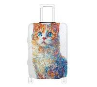 Elastic large luggage covers for suitcases Washable suitcases cover travel accessory Fit 18-32 Inch Luggage, Mighty LaPerm cats white, L 26-28 in