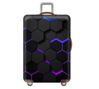 Elastic Large Suitcase Cover,Line Geometry Cyberpunk Style Travel Luggage Cover Protector,With Dustproof Anti-Scratch Design For Wheeled Suitcases,18-32 Inch Luggage Covers (Purple,XL(29-32inch))