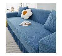 Elastic Leaf Print Sofa Cover AntiSlip Couch Protector for Living Room Flounce Design Fits 1/2/3/4/5 Seat Sofas (Blue 1 Seater 90140cm)