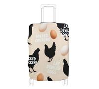 Elastic luggage case cover Anti Scratch cover for suitcase travel essentials Fit 18-32 Inch Luggage, Devil Egg black chicken beige, S 18-20 in