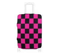 Elastic luggage case cover Anti Scratch suitcase elastic cover luggage protectors Fit 18-32 Inch Luggage, buffalo plaid check black peach, L 26-28 in