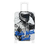 Elastic luggage case cover Dustproof suitcase covers luggage protector Fit 18-32 Inch Luggage, Cool motorcyclist ride with soul, XL 29-32 in