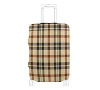 Elastic luggage case cover Scratch-Resistant Fit suitcase cover travel accessory Fit 18-32 Inch Luggage, Vintage buffalo plaid checked khaki, S 18-20 in